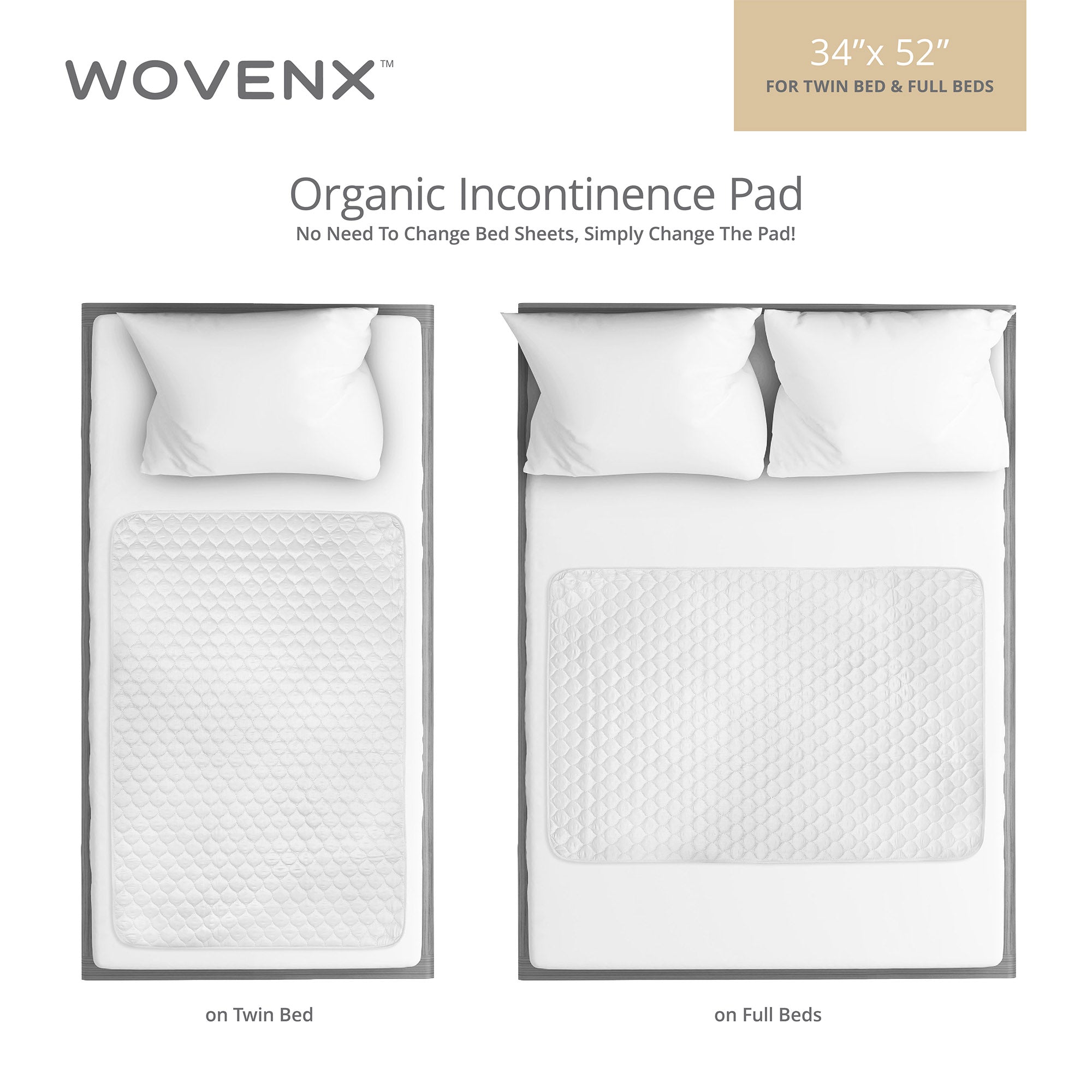 Organic Bamboo Incontinence Pads - White