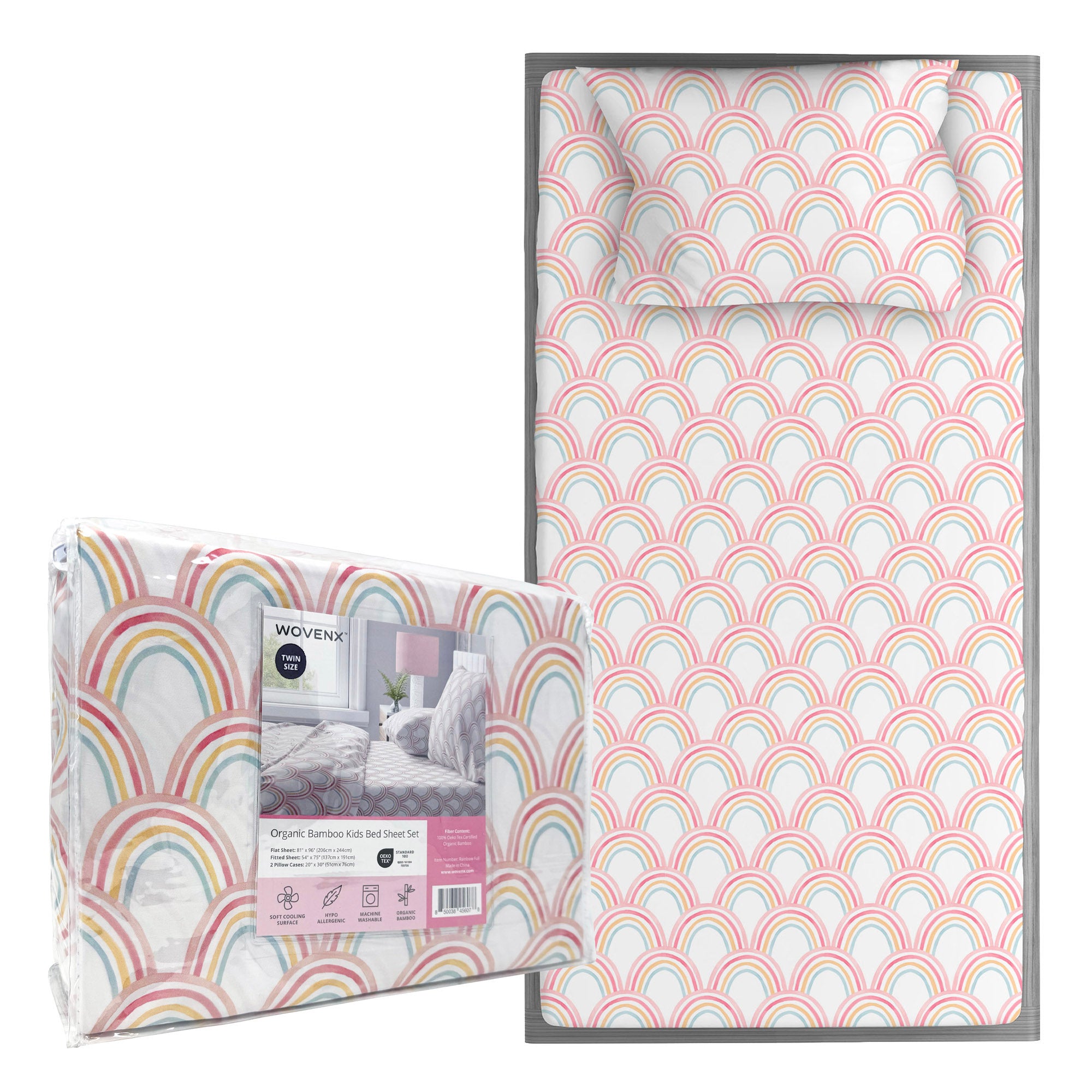 Organic Bamboo Kids Bed Sheet Rainbow Set