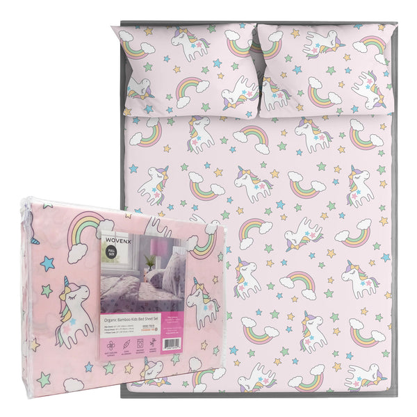 Organic Bamboo Kids Bed Sheet Unicorn Set