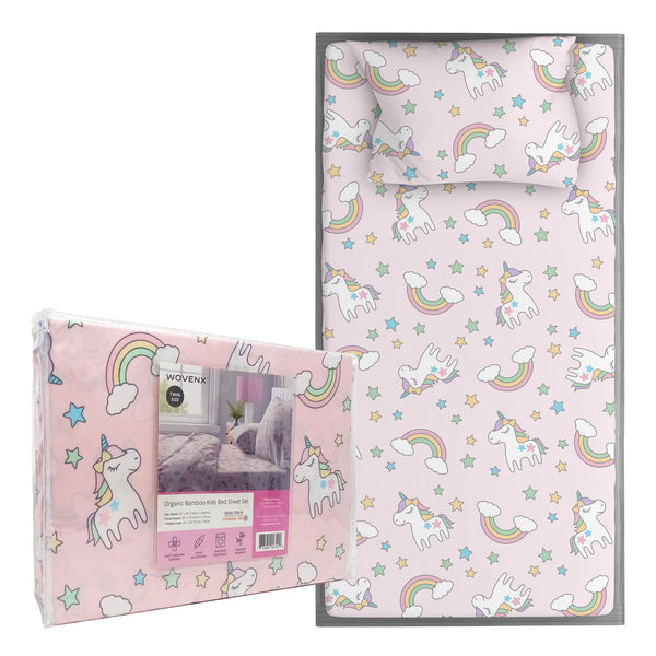 Organic Bamboo Kids Bed Sheet Unicorn Set