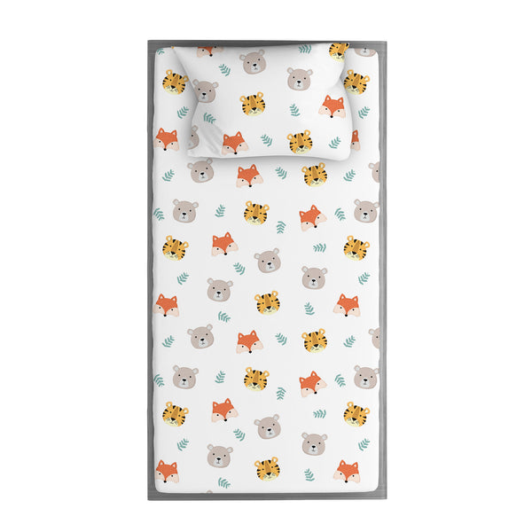 Organic Bamboo Kids Bed Sheet Tiger Bear Fox Set