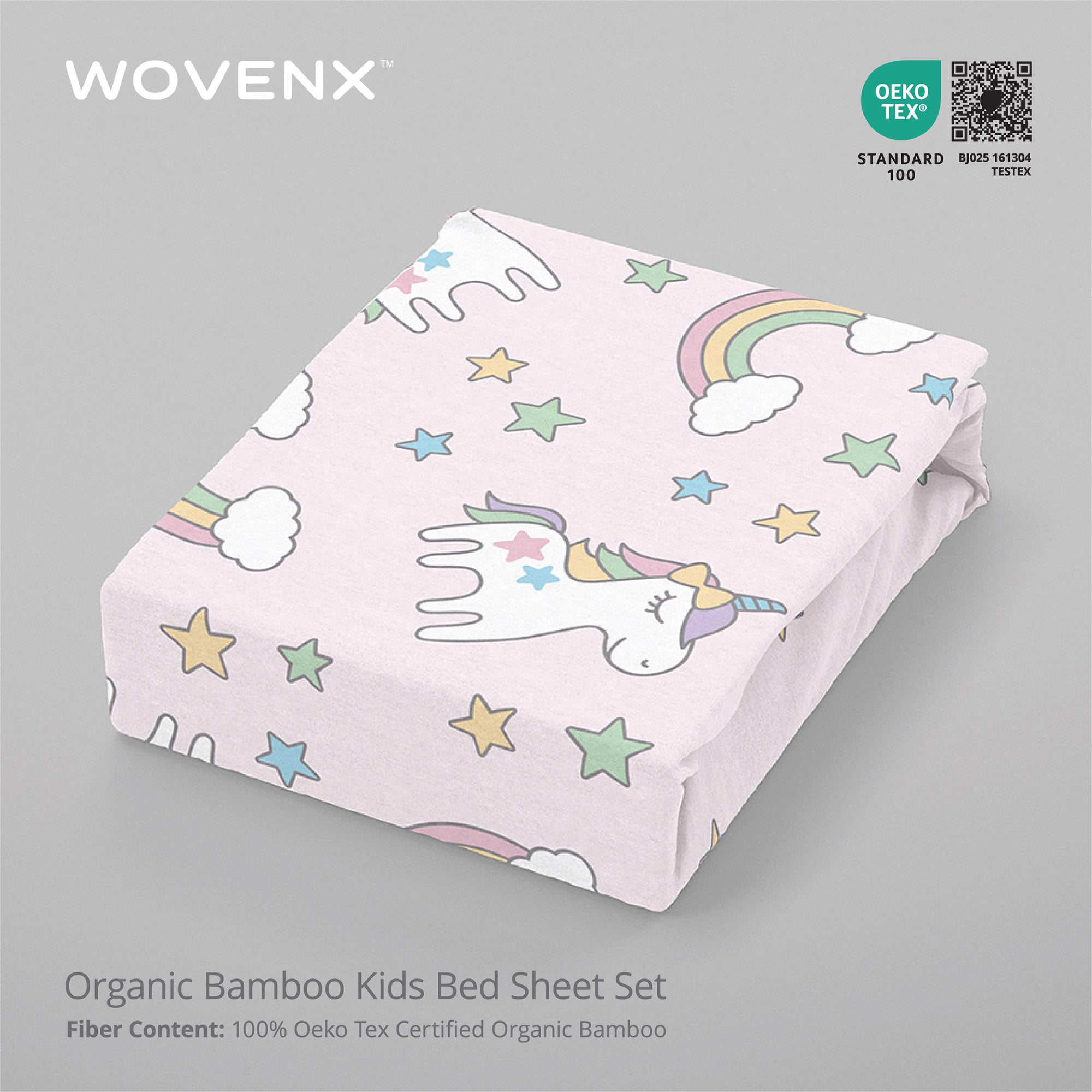Organic Bamboo Kids Bed Sheet Unicorn Set