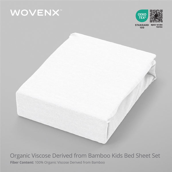 Organic Bamboo Kids Bed Sheet White Set