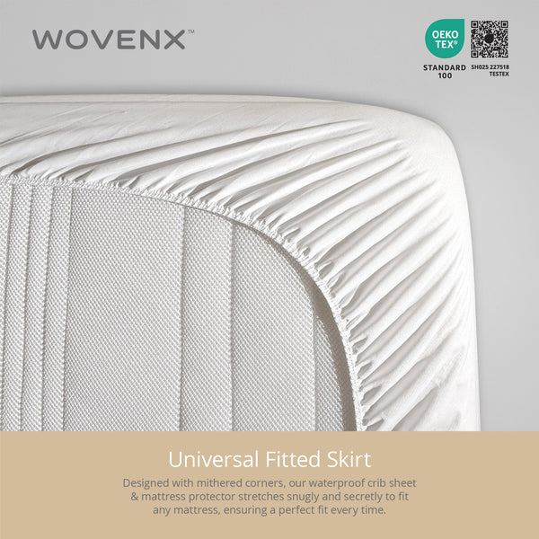 All-In- One Organic Crib Sheet & Mattress Protector for Baby Cribs - White