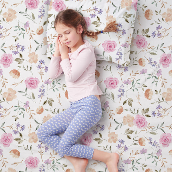 Organic Bamboo Kids Bed Sheet Flower Set | Wovenx