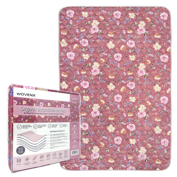 Organic Bamboo Incontinence Pads For Periods - Red Flower