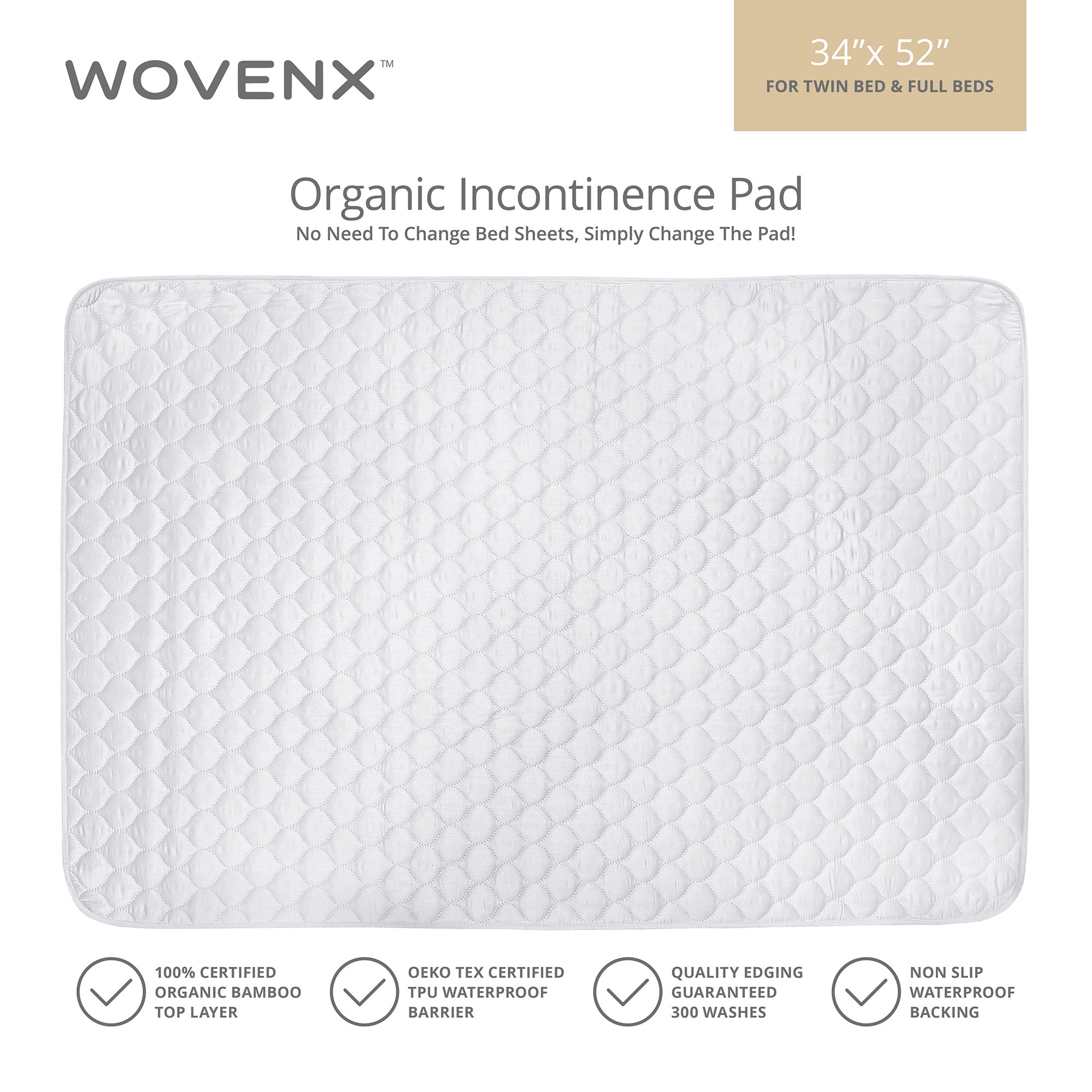 Organic Bamboo Incontinence Pads - White