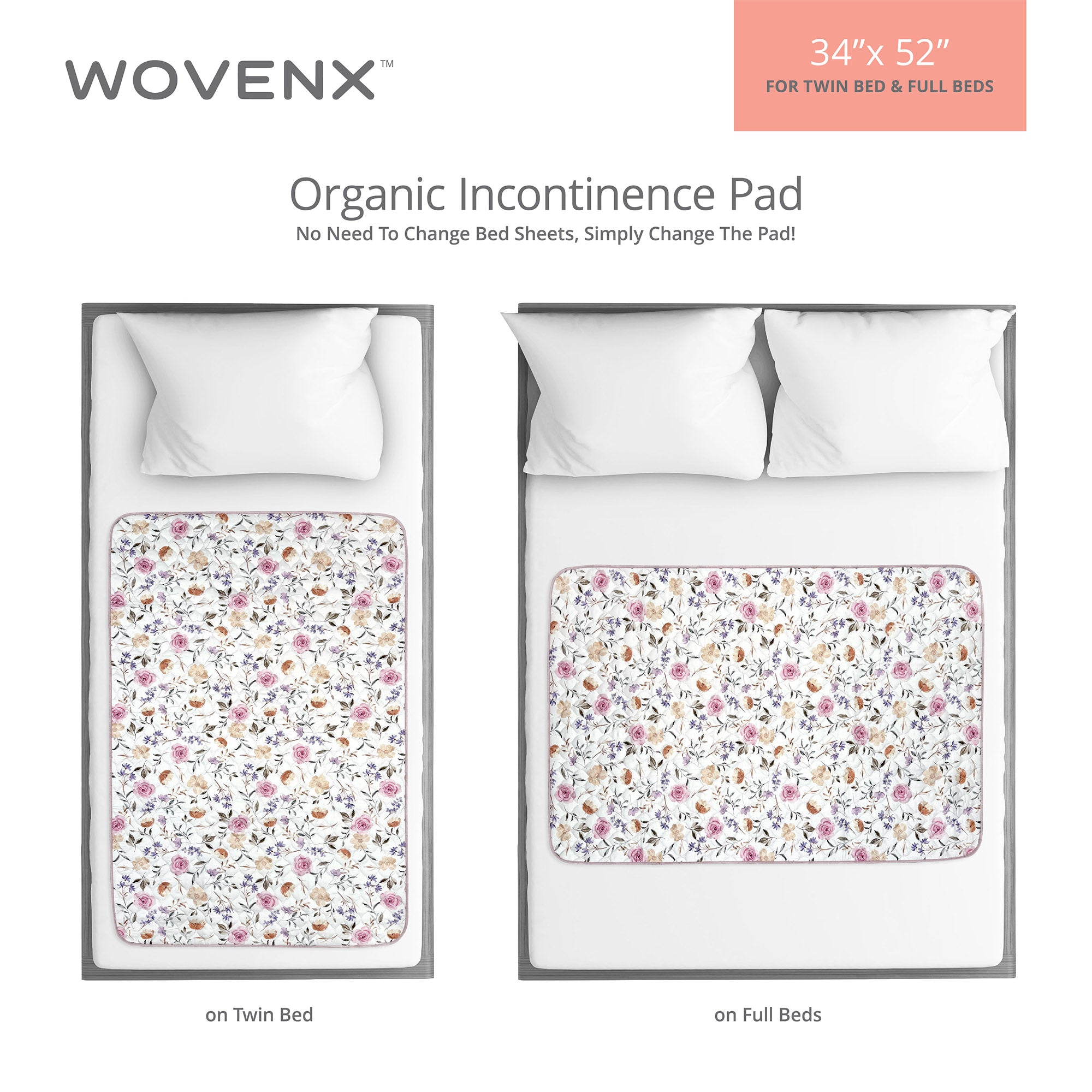 Organic Bamboo Incontinence Pads for Kids - Flower