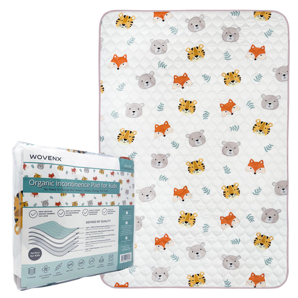 Organic Bamboo Incontinence Pads for Kids - Tiger Bear Fox