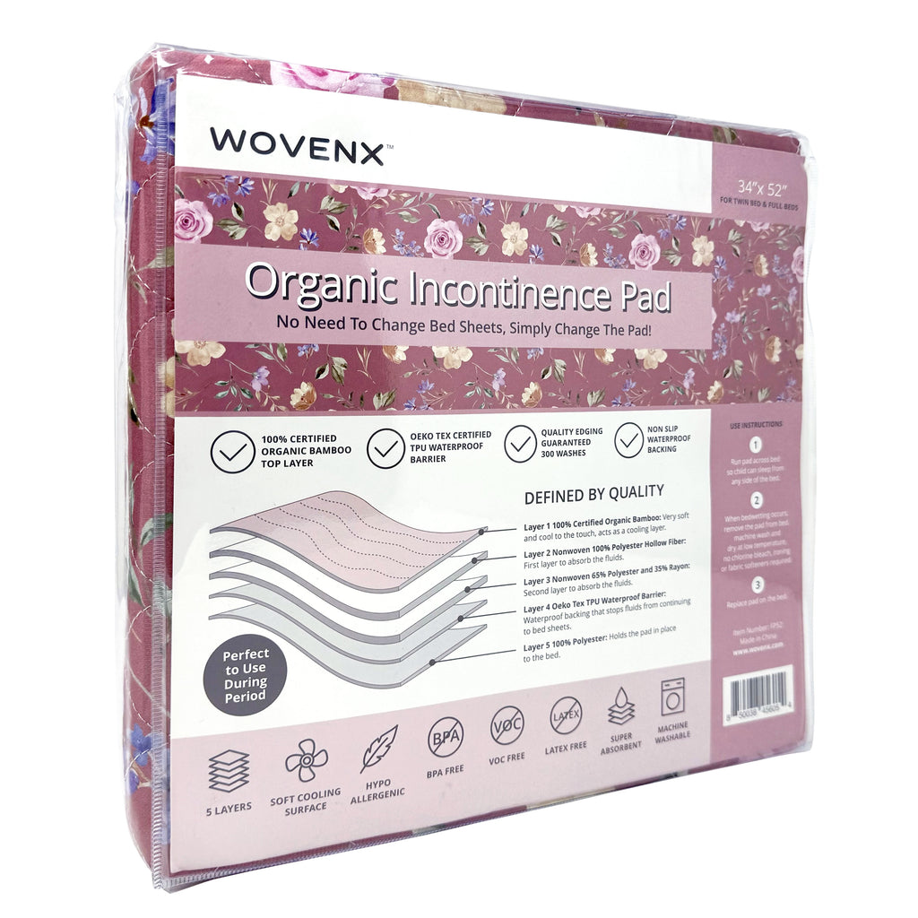 Organic Bamboo Incontinence Pads For Periods Red Flower Wovenx