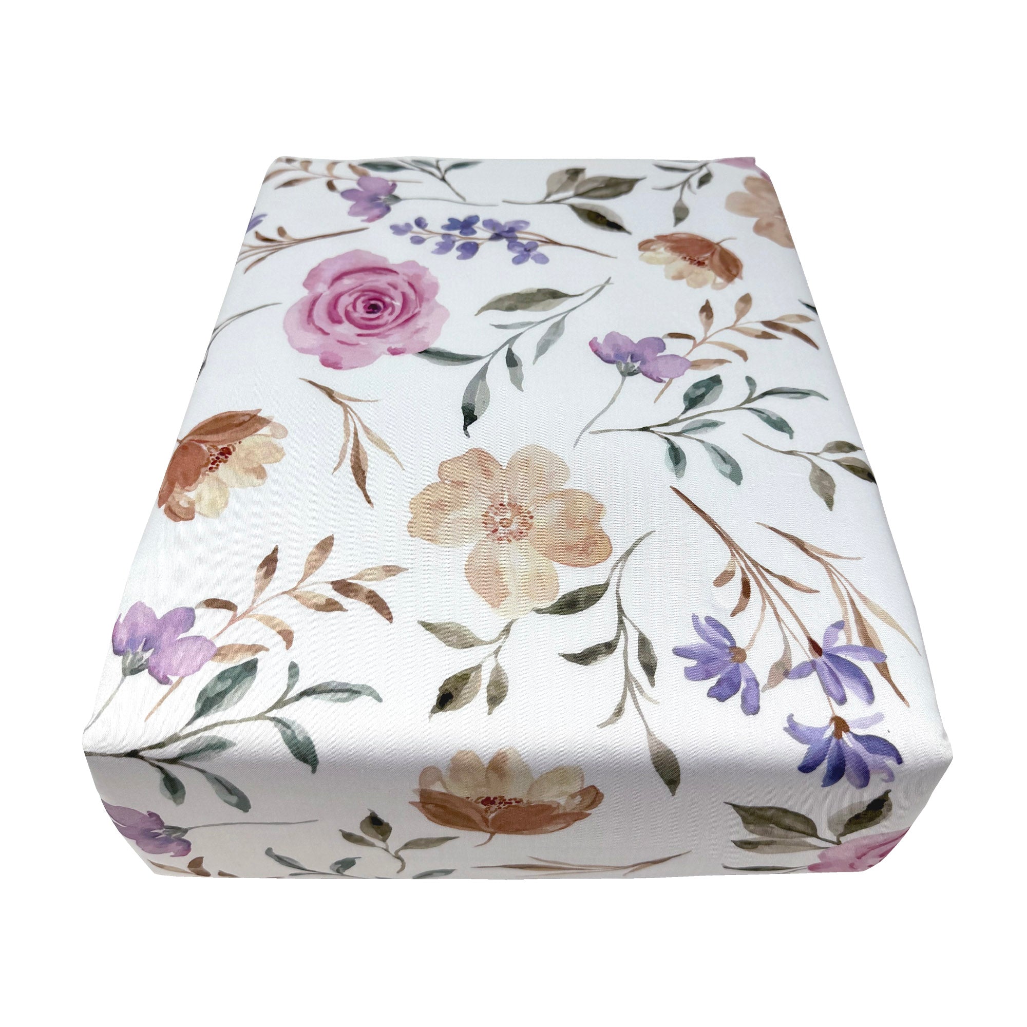 All-In- One Organic Crib Sheet & Mattress Protector for Baby Cribs - Flower