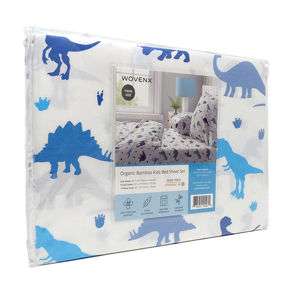 Organic Bamboo Kids Bed Sheet Dinosaur Set