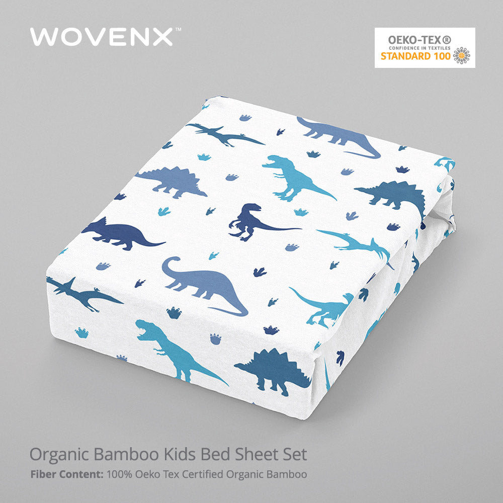 Organic Bamboo Kids Bed Sheet Dinosaur Set