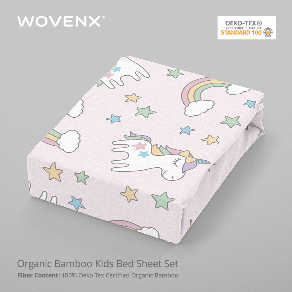 Organic Bamboo Kids Bed Sheet Unicorn Set