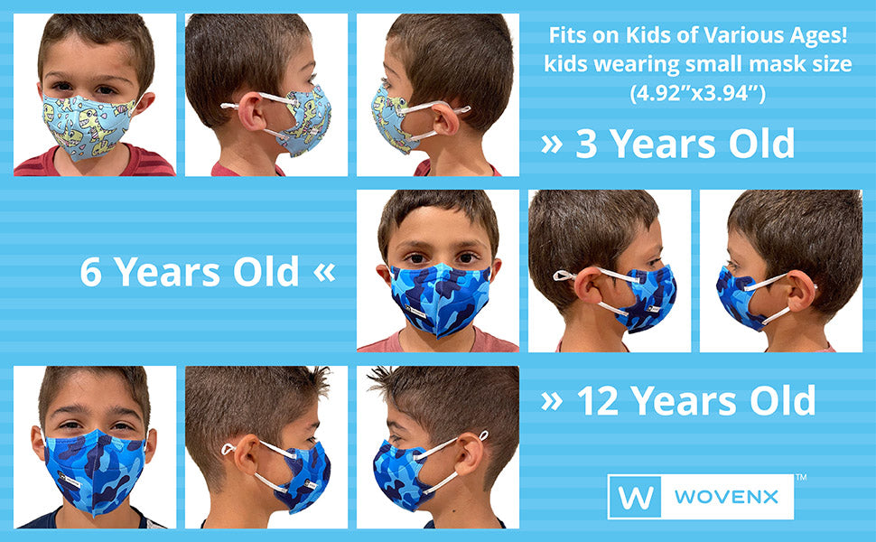 Wovenx - FDA Registered - 5 Ply Kids Face Masks Boys (15 pieces)