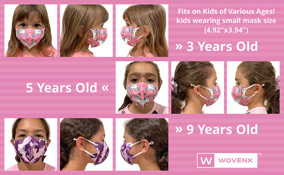 Wovenx - FDA Registered - 5 Ply Kids Face Masks Girls (15 pieces)