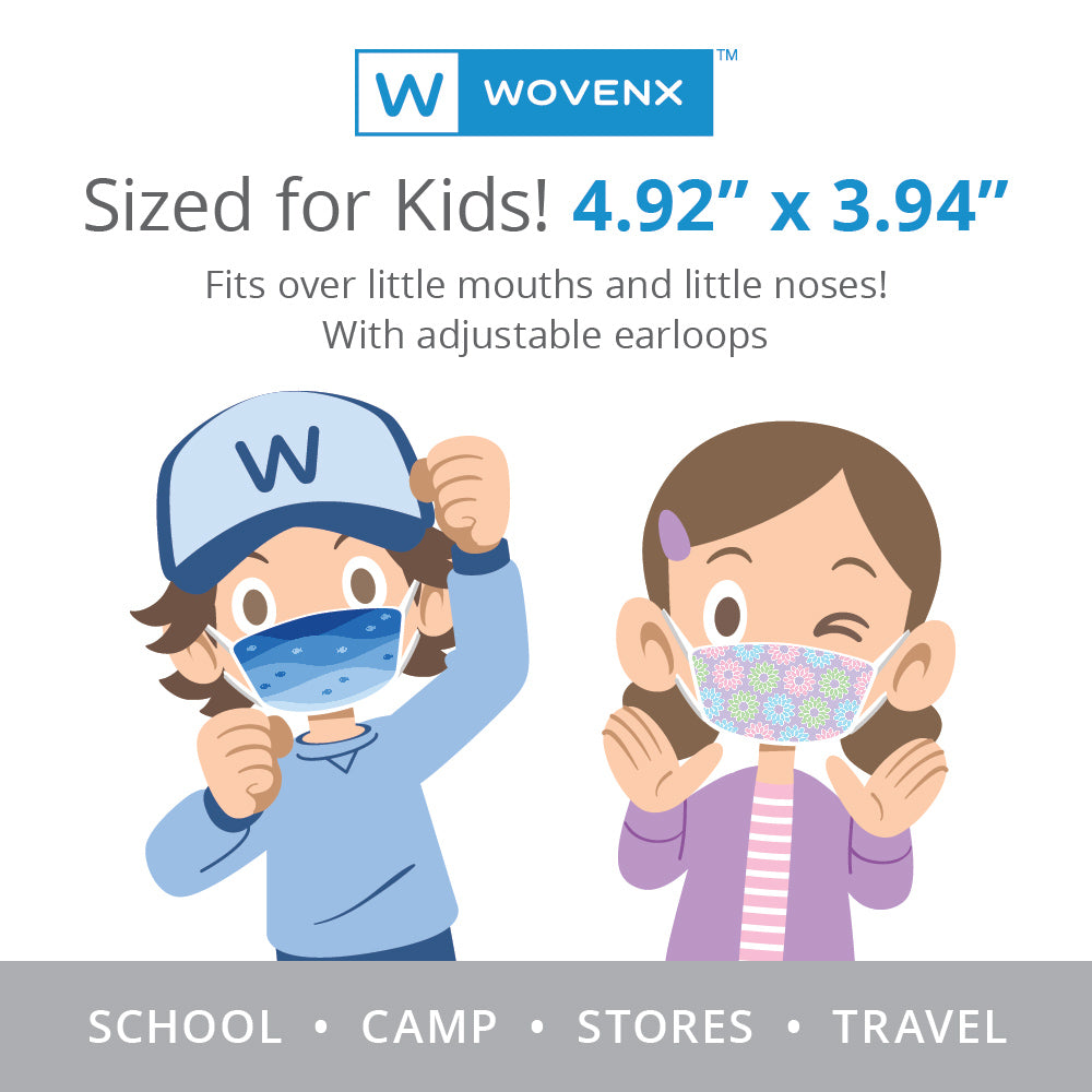 Wovenx - FDA Registered - 5 Ply Kids Face Masks Girls (15 pieces)